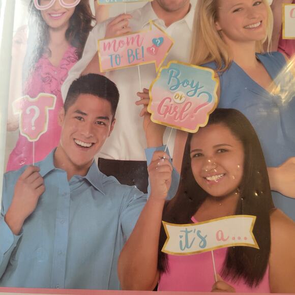 Baby Gender Reveal Selfie Scene Photo Props Set - 21 Pieces with Banner - Picture 13 of 13